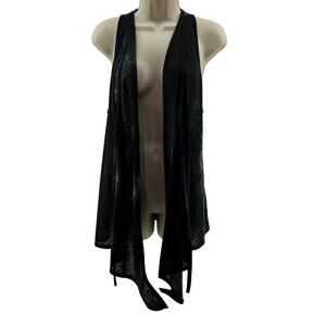 isda & Co Sprayed Vest Open Front Black Womens Xsmall